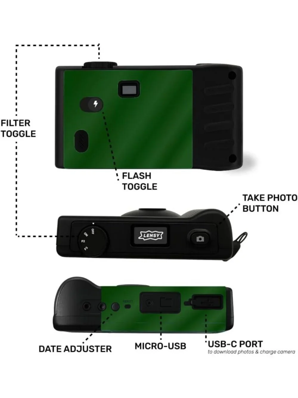 Screen-Free Digital Camera | 8MP, Rechargeable, Lightweight, Auto-Flash, Retro